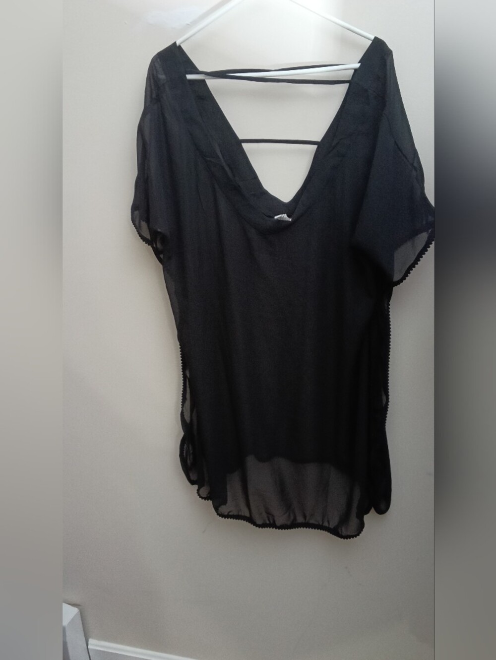 MAZU SWIM Sheer Black V-Neck Swim Cover-Up SIZE 2X - Picture 3 of 8
